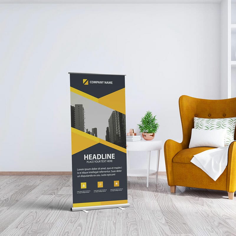 Free Roller Banner Mockup PSD Template