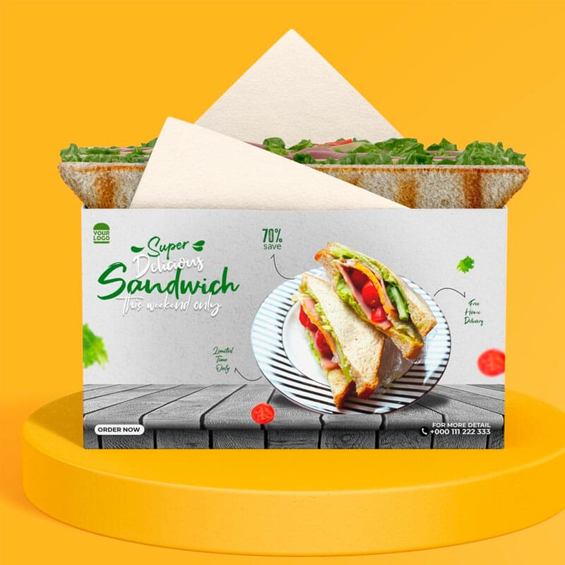 Free Sandwich Box Mockup PSD Template