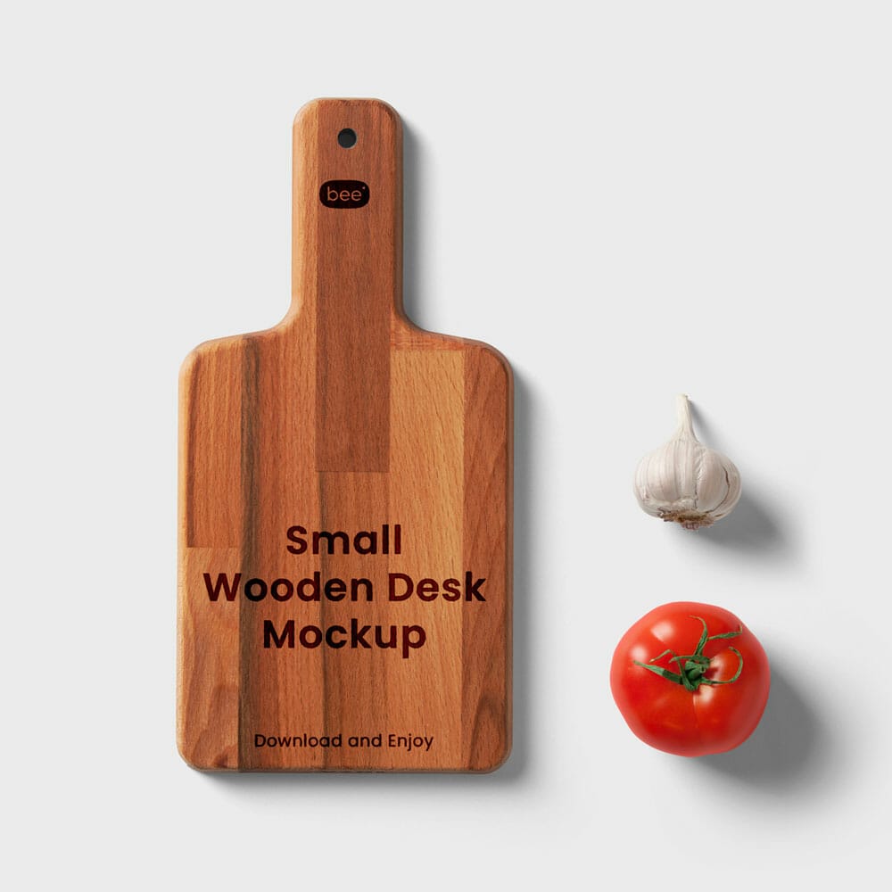 Free Small Wooden Desk Mockup PSD