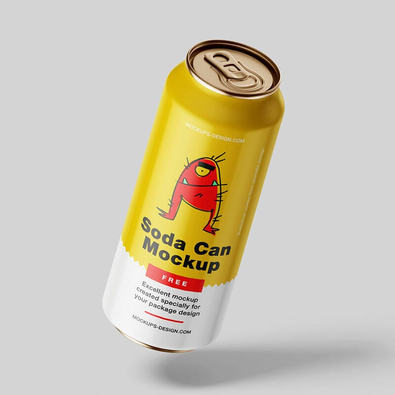Free Soda Can Mockup PSD