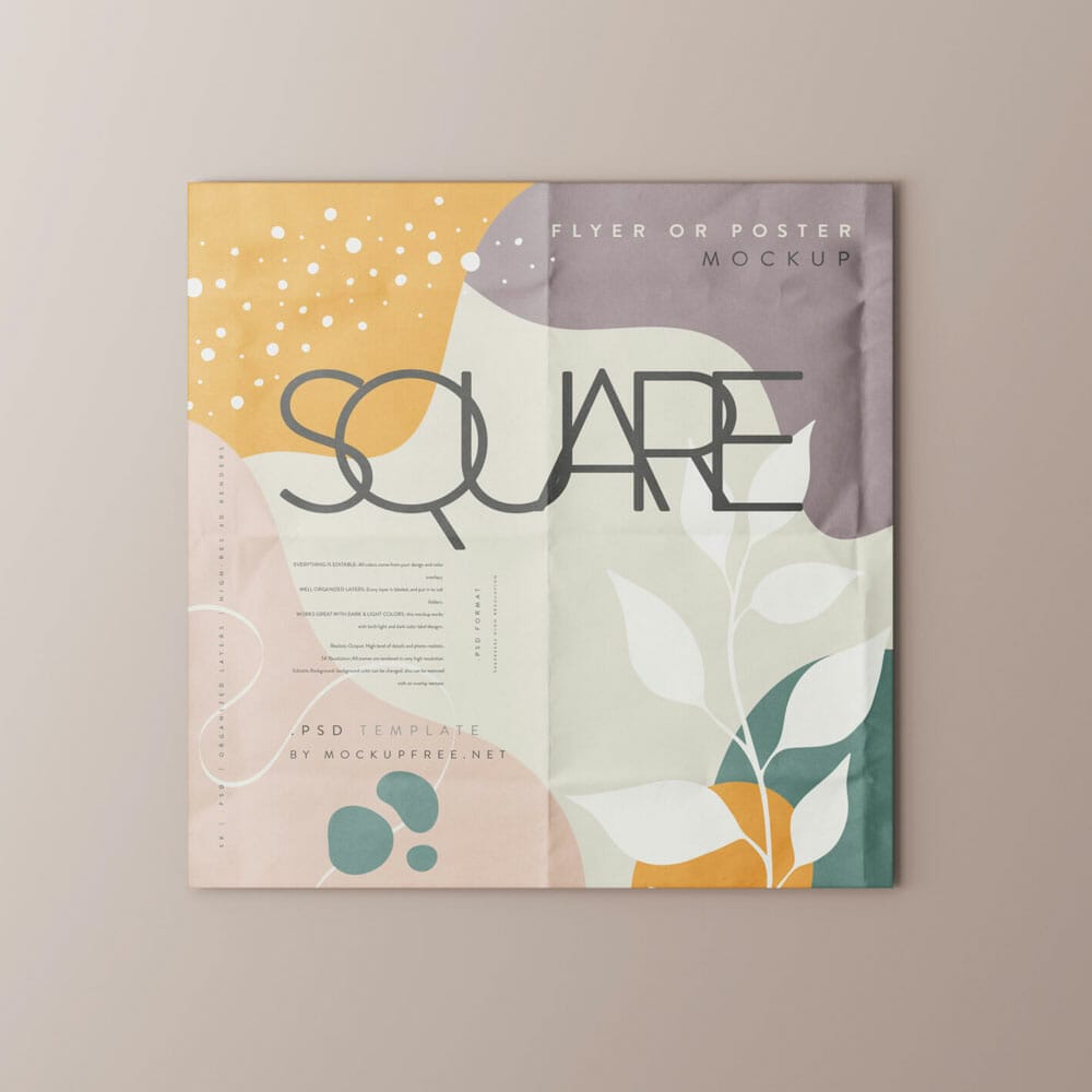 Free Square Flyer Or Poster Mockup PSD
