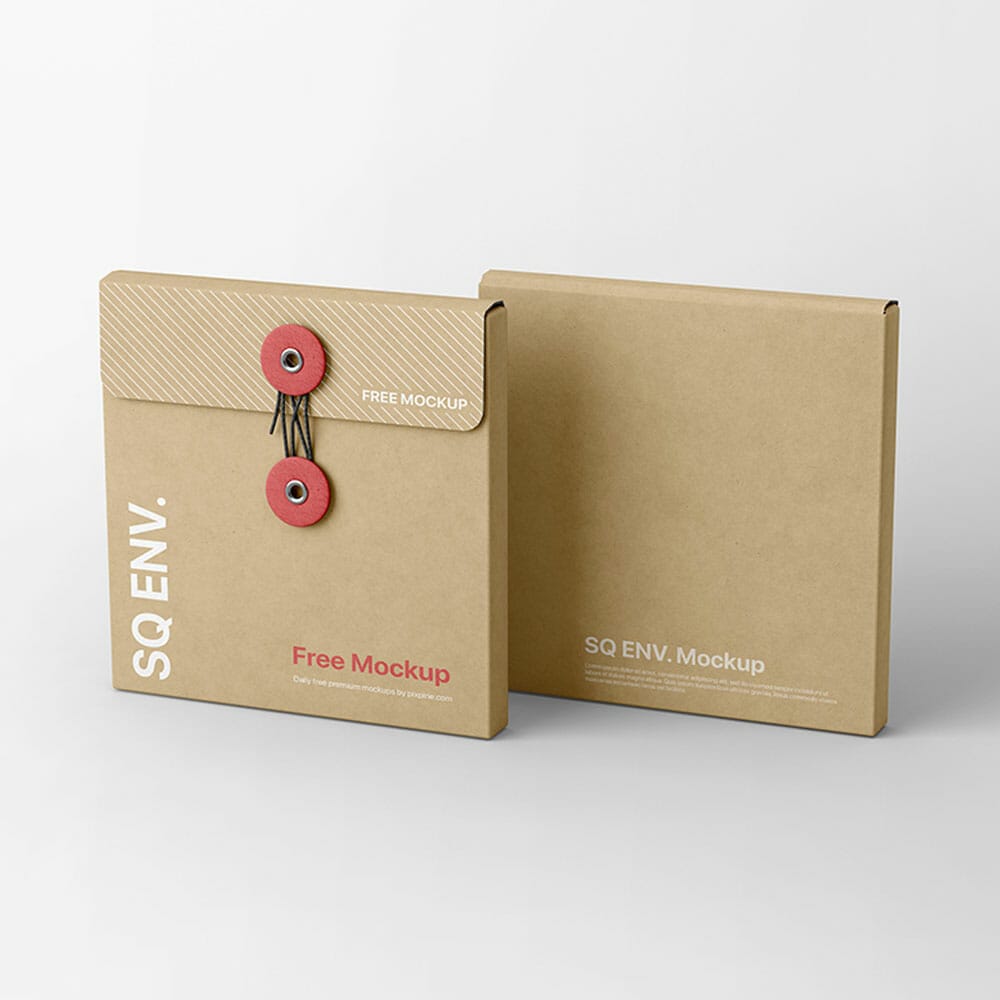 Free Square String Envelope Mockup