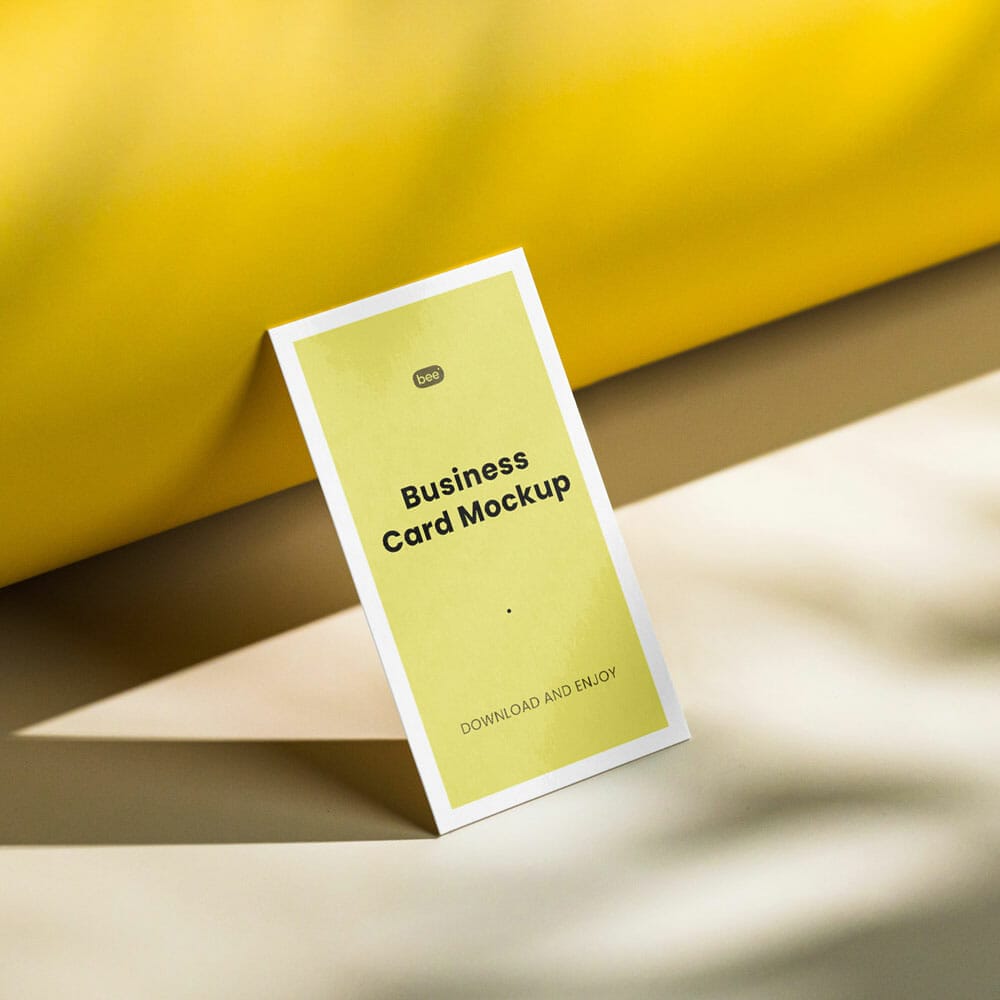 Free Standing Perspective Business Card Mockup