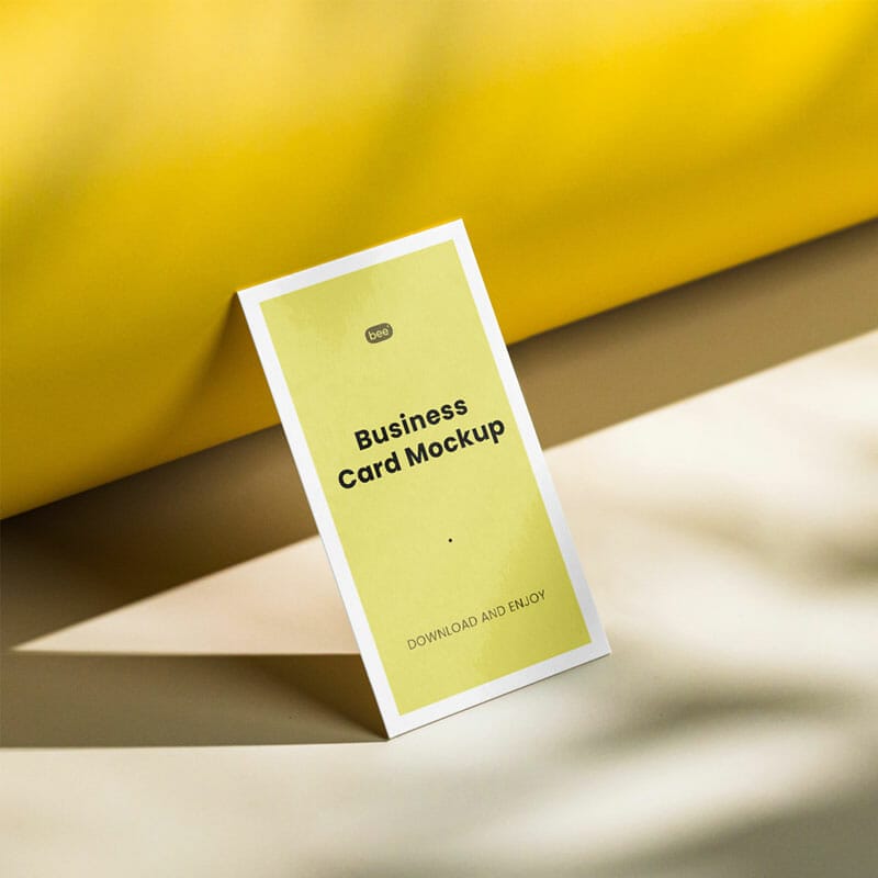 Free Standing Perspective Business Card Mockup