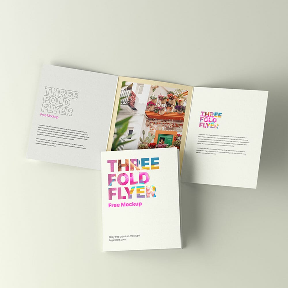 Free Three Fold Flyer Mockup PSD
