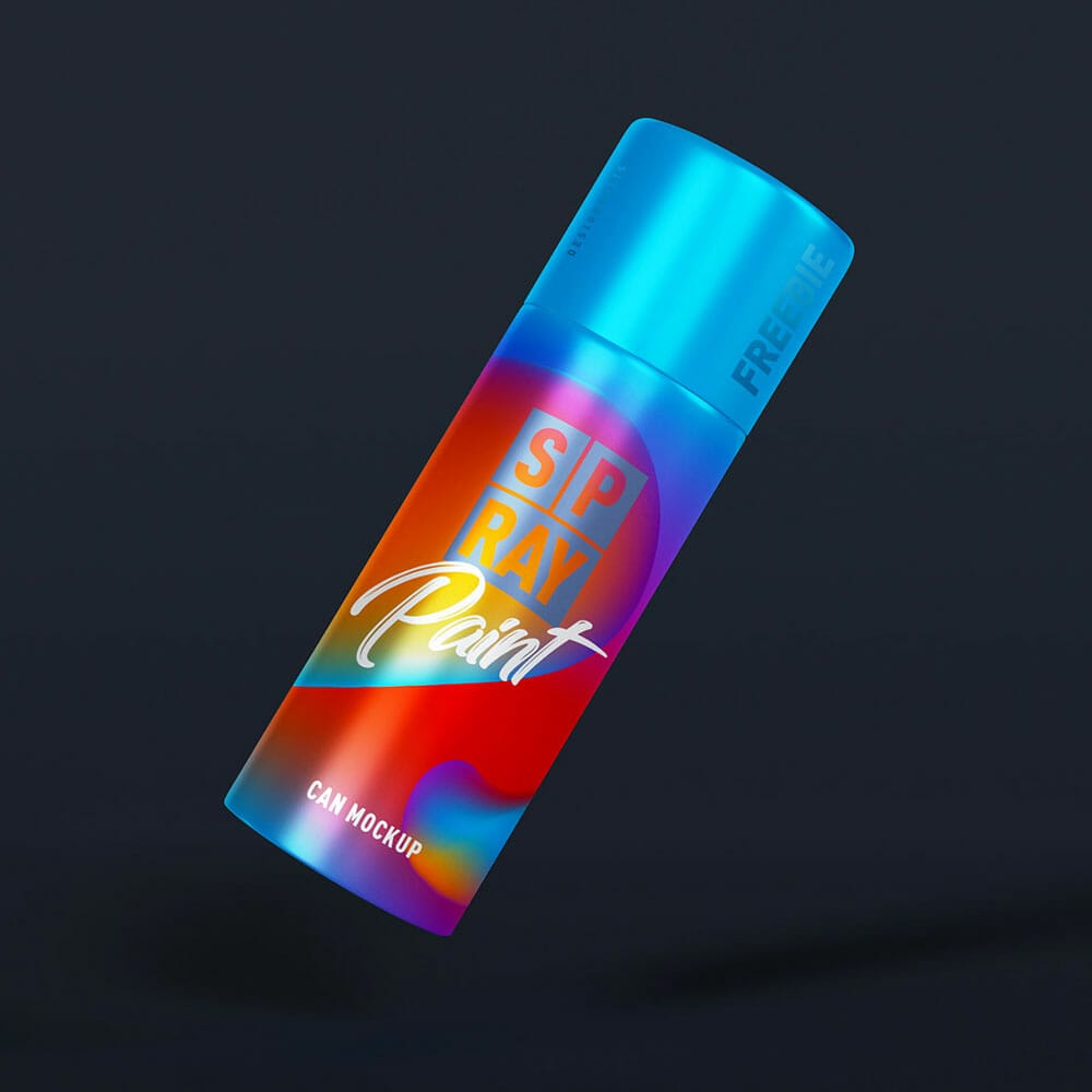 Free Tin Spray Paint Can Mockup PSD