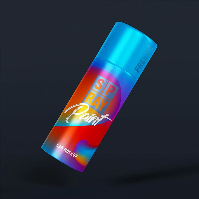 Free Tin Spray Paint Can Mockup PSD