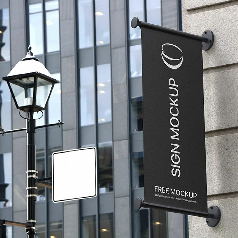 Free Vertical Shop Sign Mockup