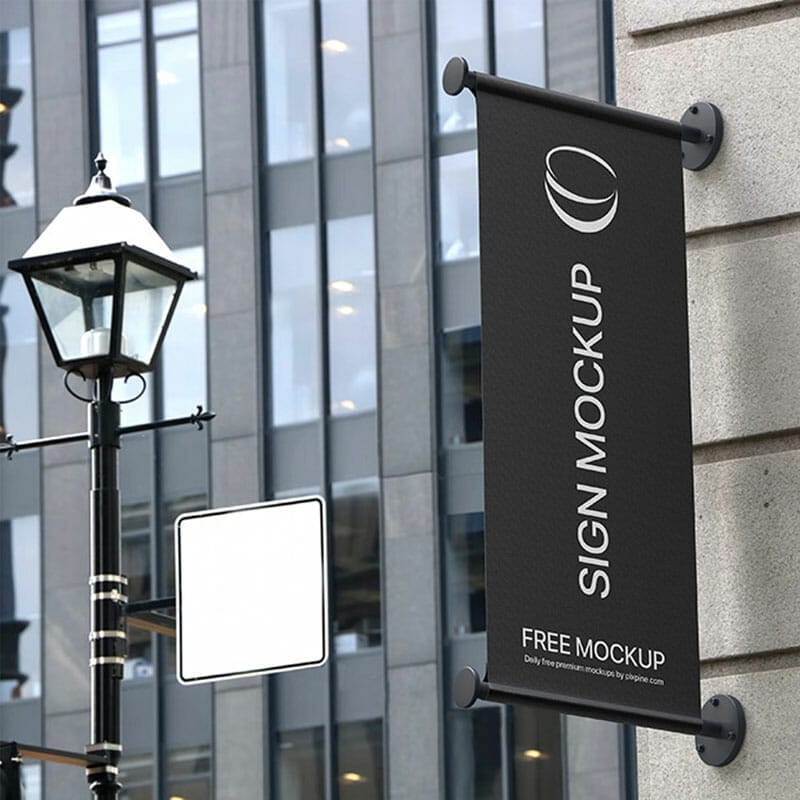 Free Vertical Shop Sign Mockup
