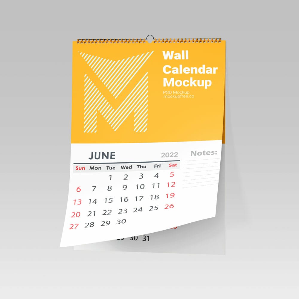 Free Wall Calendar Mockup PSD Set
