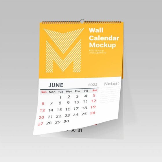 Free Wall Calendar Mockup PSD Set