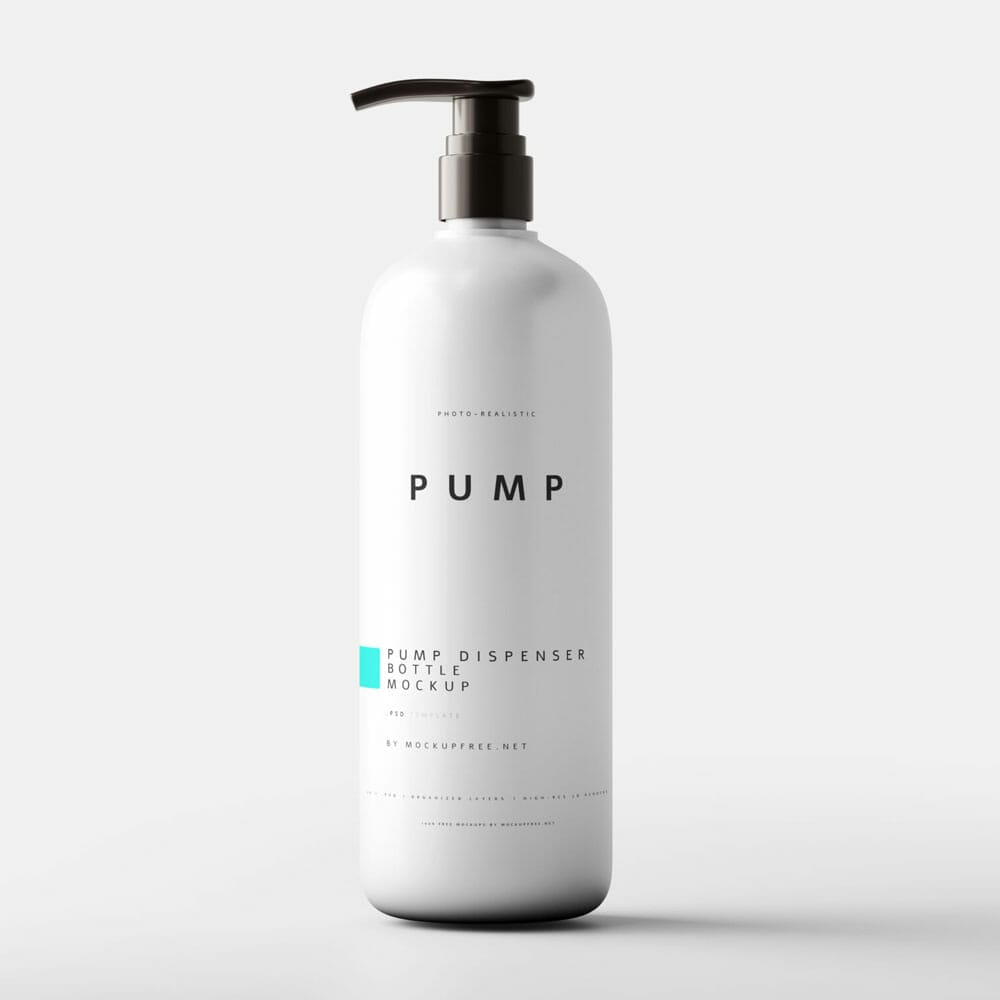Free White Plastic Body 1L Pump Bottle Mockups PSD