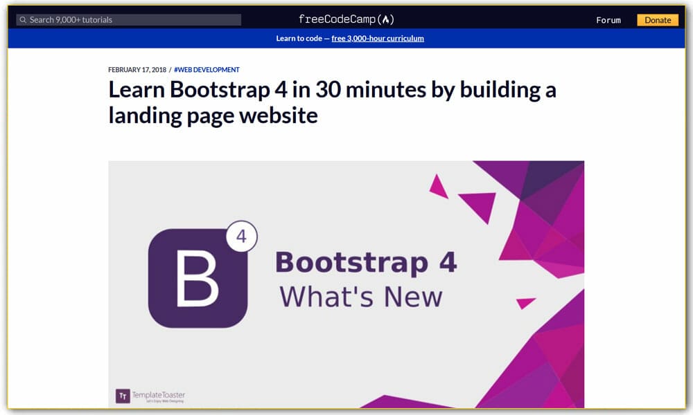 Learn Bootstrap 4 in 30 minutes by building a landing page website