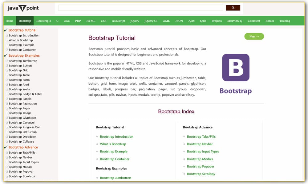 Learn Bootstrap Tutorial | JavaTpoint