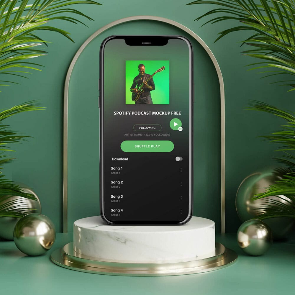 Spotify Podcast Mockup Free PSD Template 1