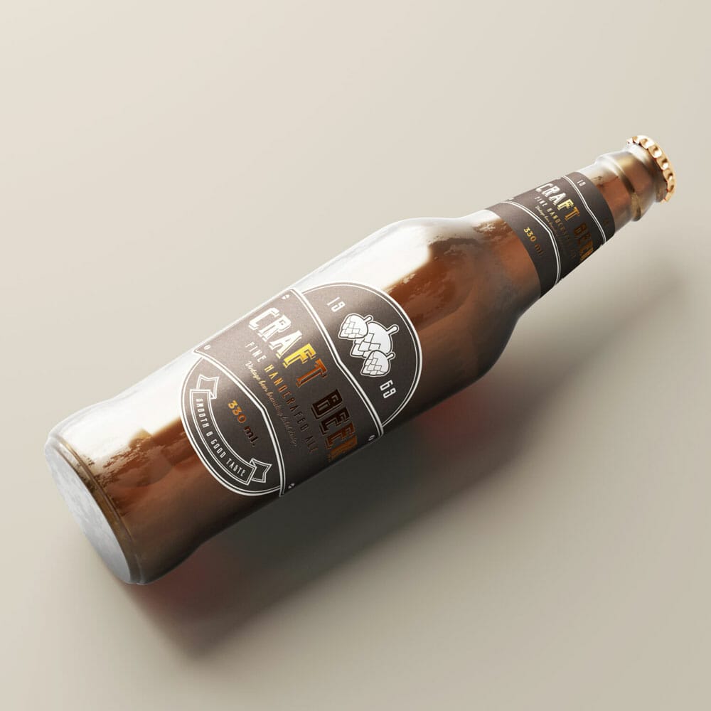 Two Label Beer Bottle Mockup PSD