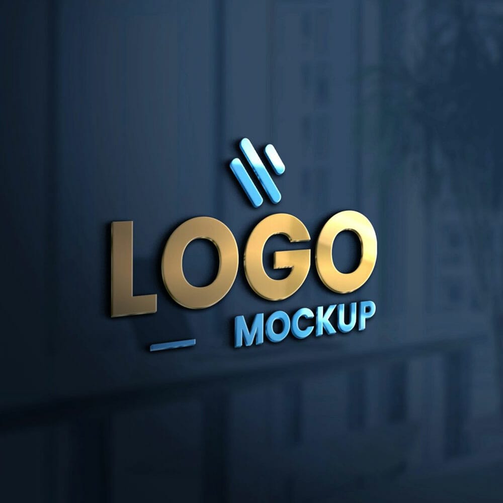 3D Logo Mockup On Glass Wall PSD