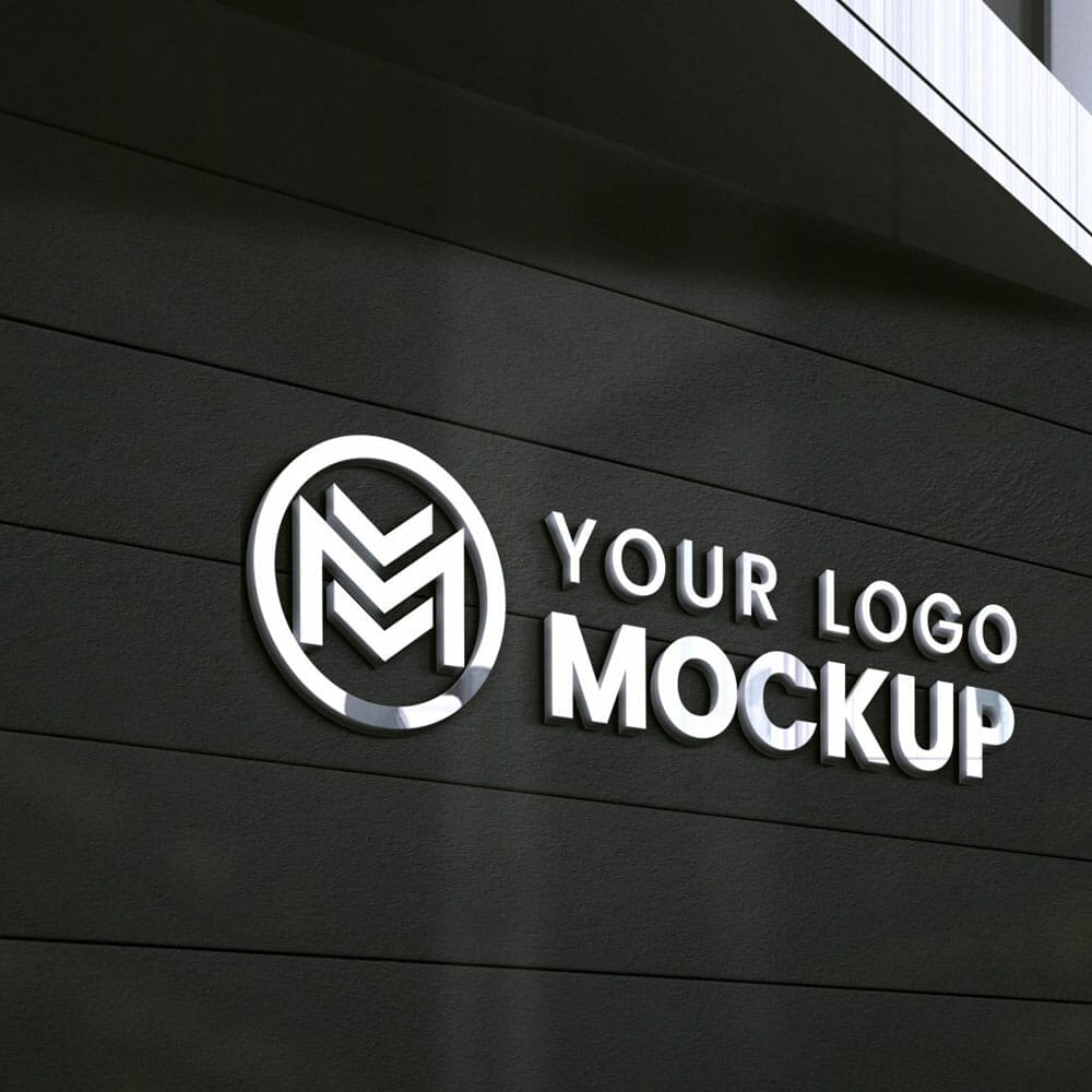 Free 3D Logo Mockup With Black Wall PSD