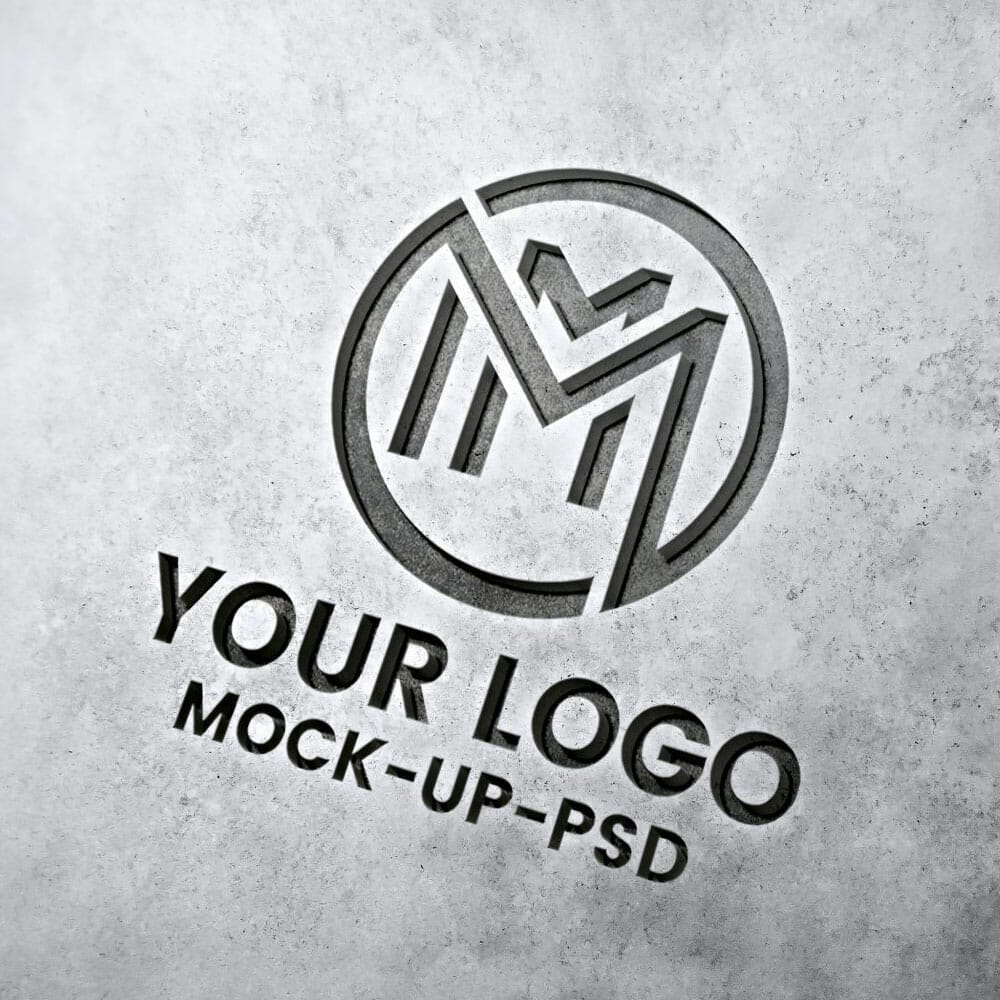 Free 3D Stone Logo Mockup PSD