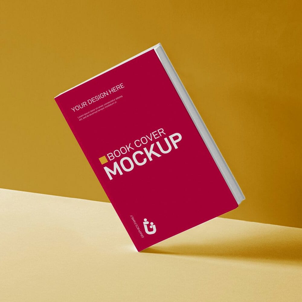 Free 3D Tilted Book Cover Mockup PSD
