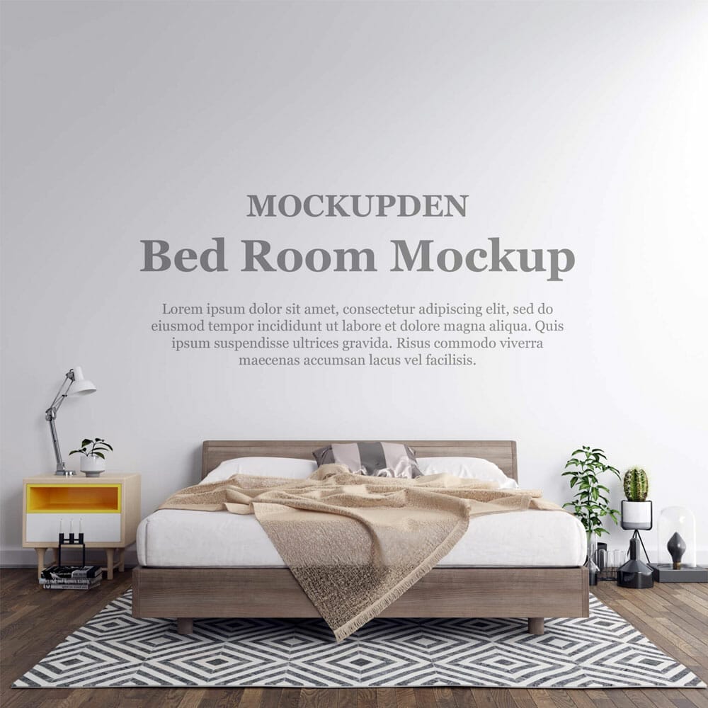 Free Bed Room Mockup PSD Template