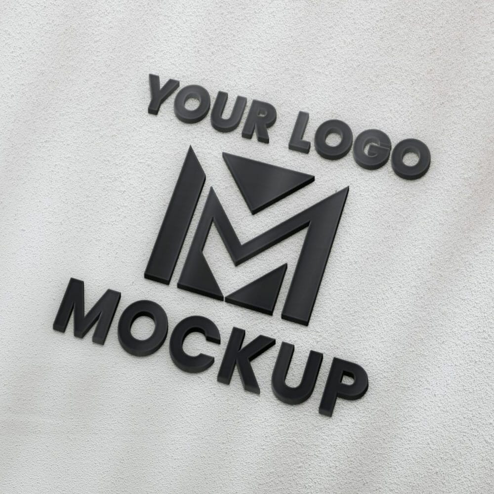 Free Black 3D Logo Mockup On Wall PSD