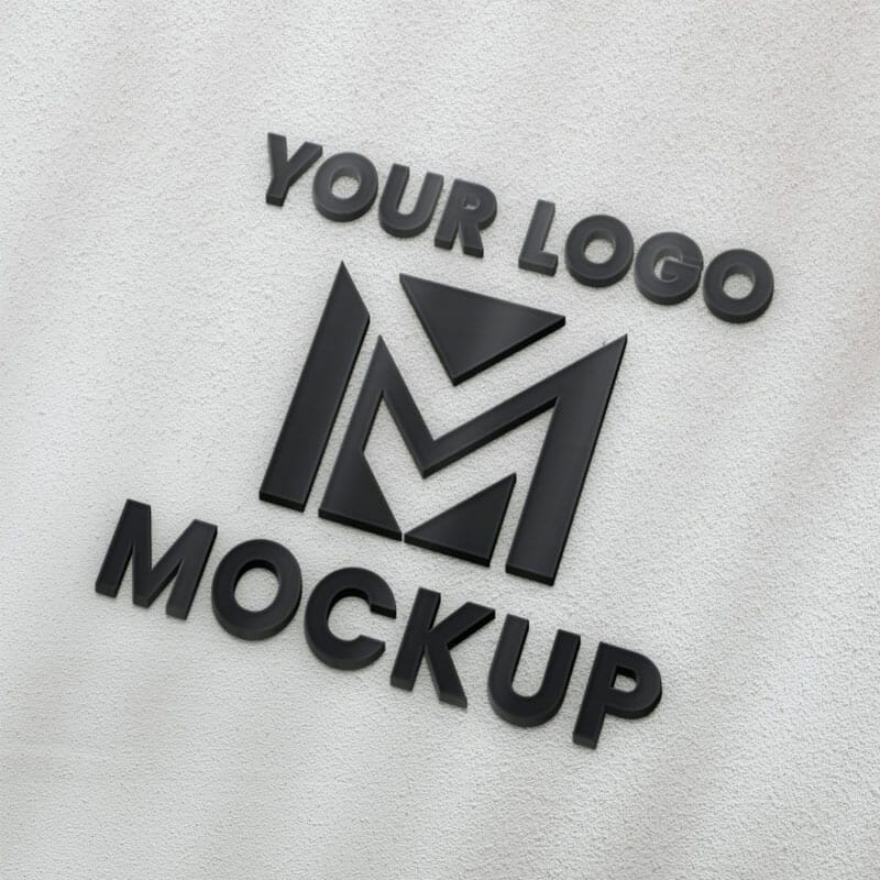 Free Black 3D Logo Mockup On Wall PSD