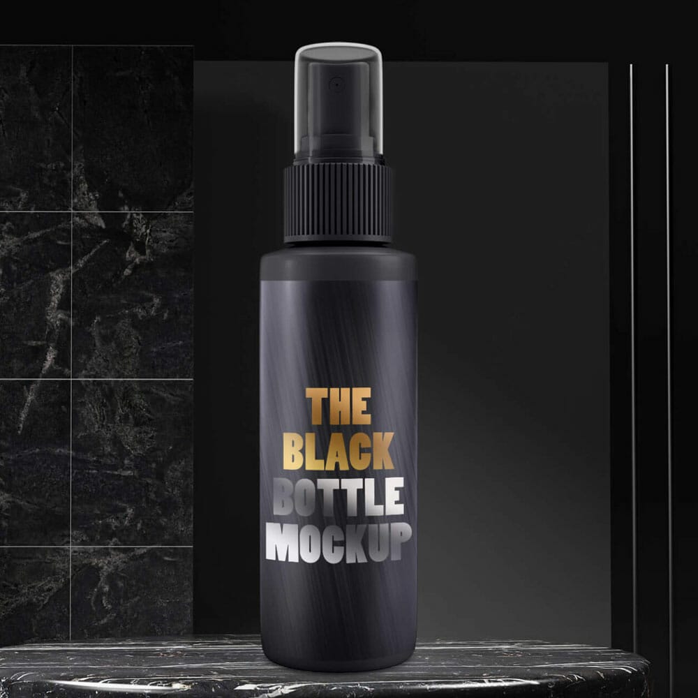 Free Black Bottle Mockup PSD Template