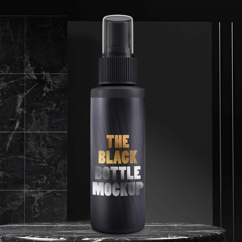 Free Black Bottle Mockup PSD Template