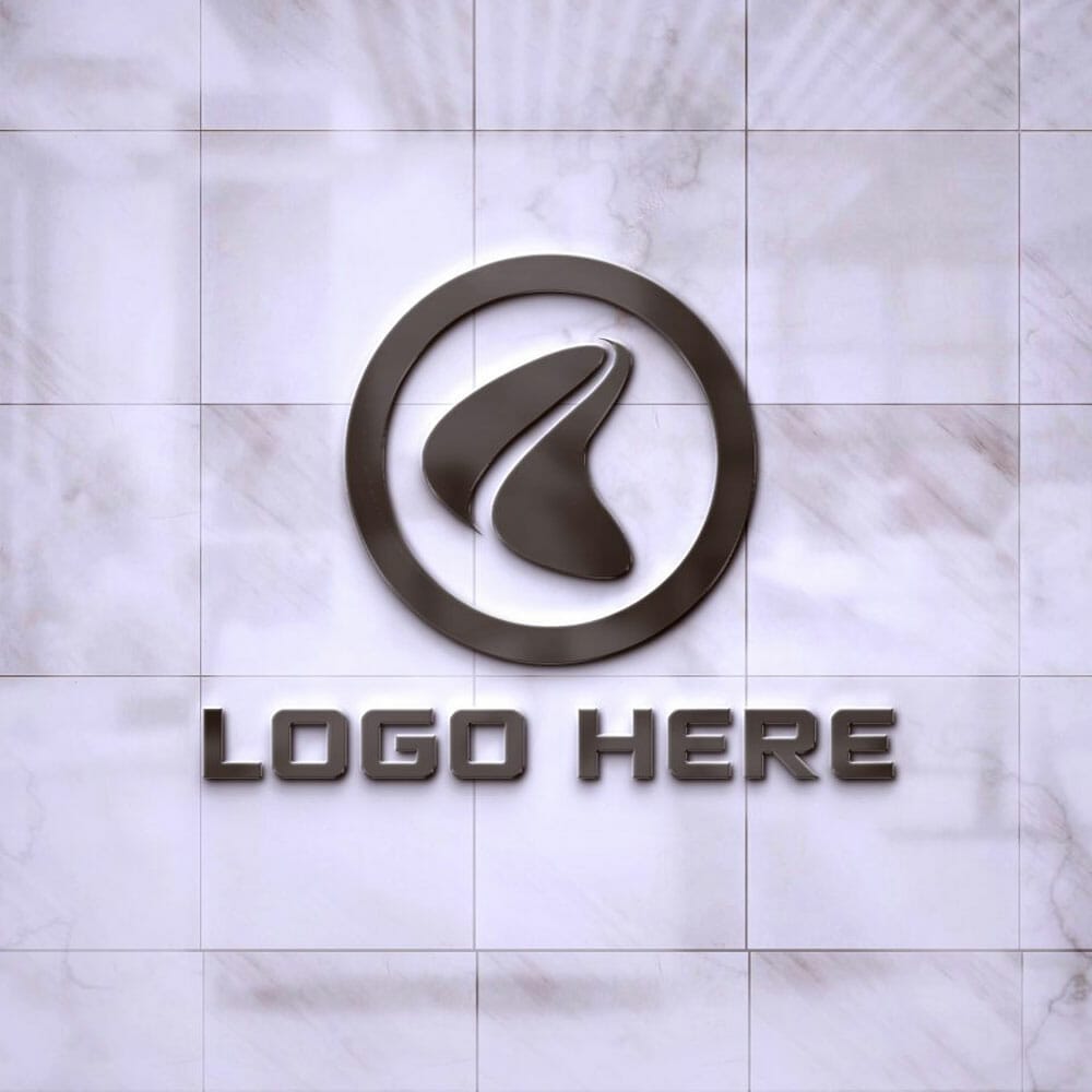 Free Black Logo Mockup With Tiles Wall PSD