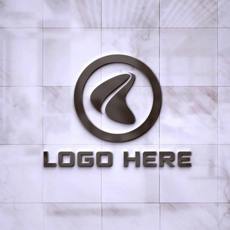 Free Black Logo Mockup With Tiles Wall PSD