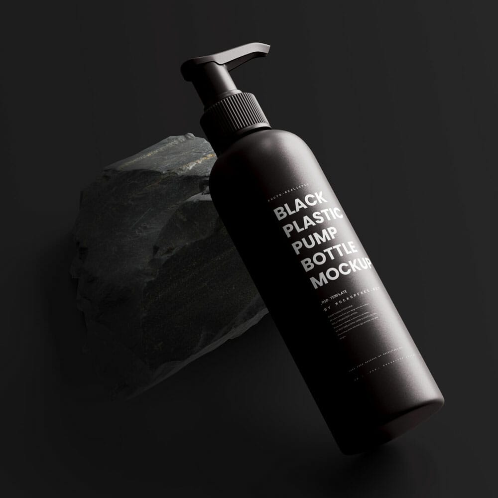 Free Black Plastic Pump Bottle Mockup PSD
