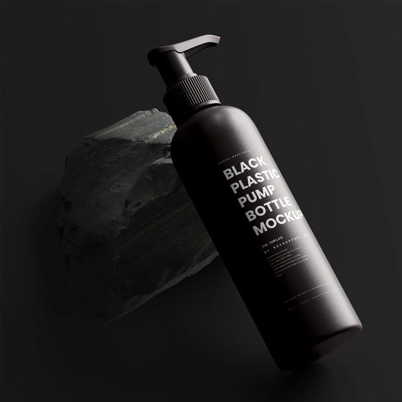 Free Black Plastic Pump Bottle Mockup PSD