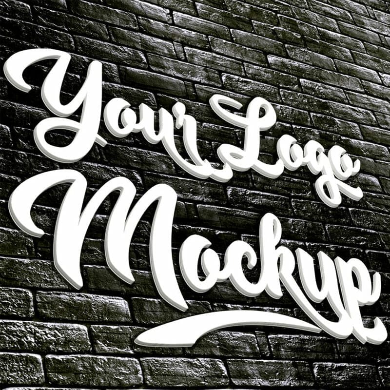 Free Brick Wall Logo Mockup PSD