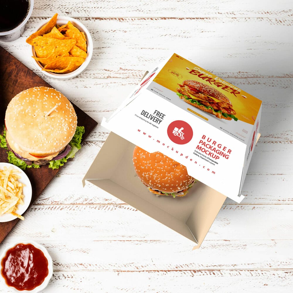 Free Burger Packaging Mockup PSD Template