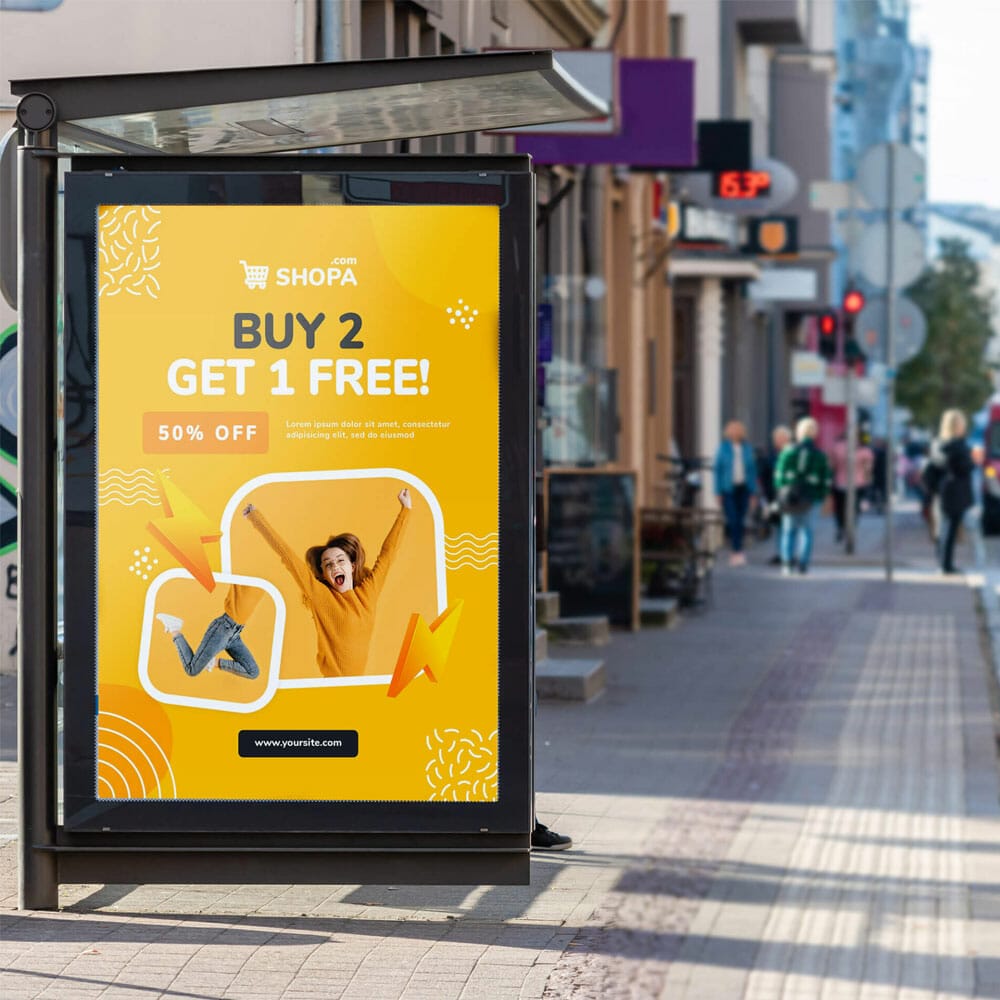 Free Bus Shelter Mockup PSD Template