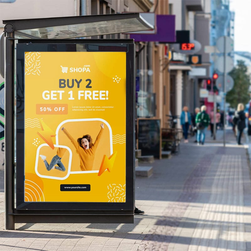 Free Bus Shelter Mockup PSD Template