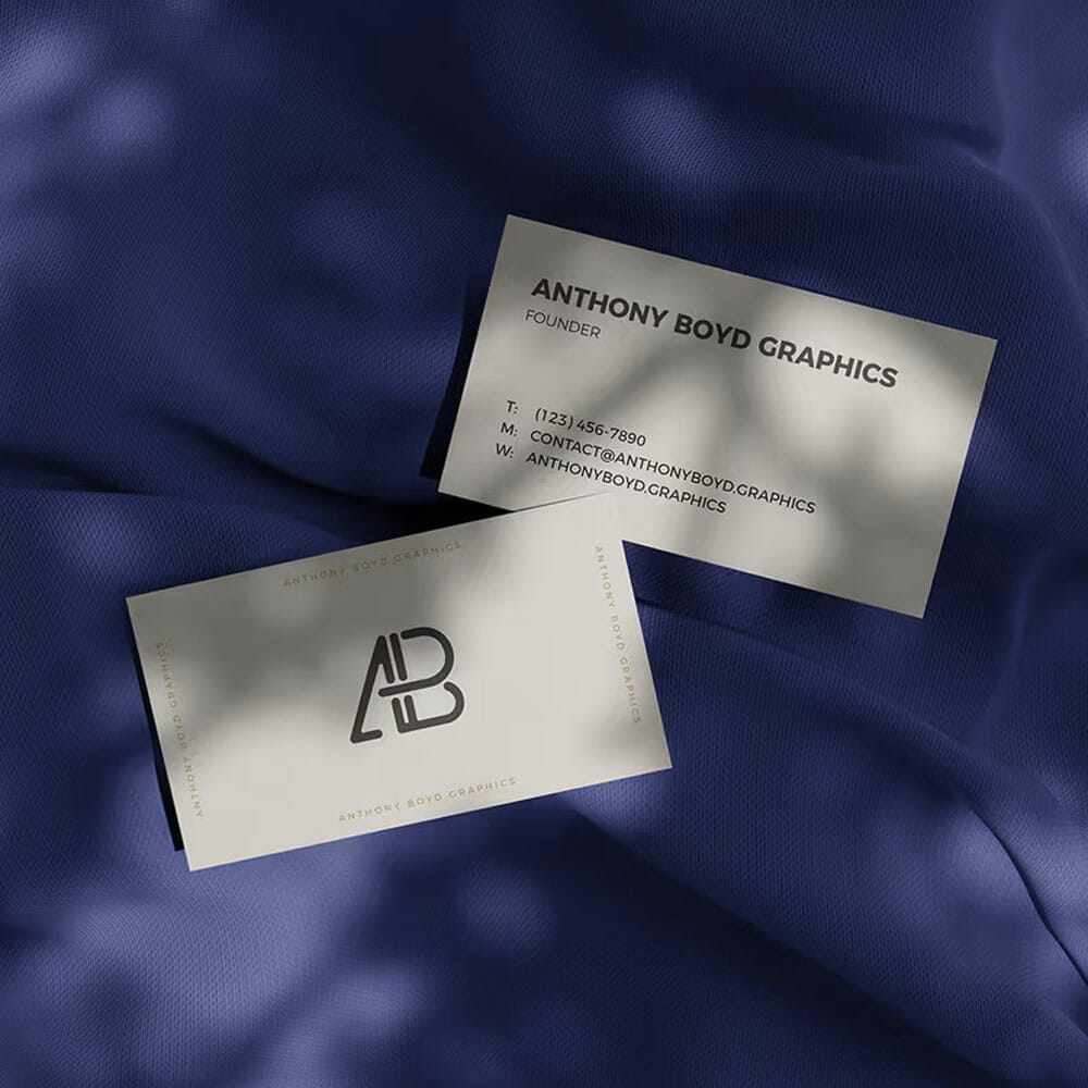 Free Business Card On Fabric Mockup PSD