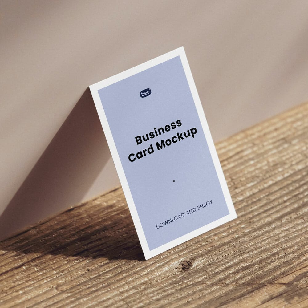 Free Business Card On Table Mockup