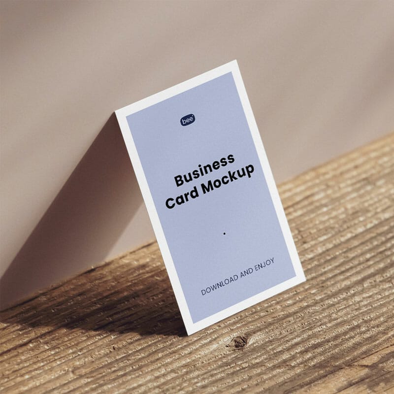 Free Business Card On Table Mockup