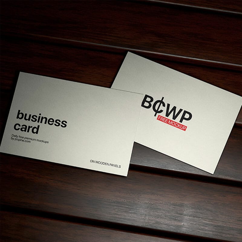 Free Business Card On Wood Panels Mockup PSD