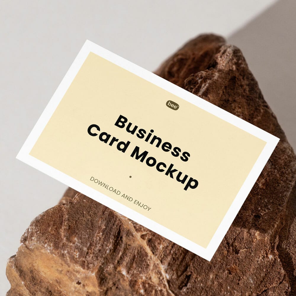 Free Business Card With Stone Mockup PSD