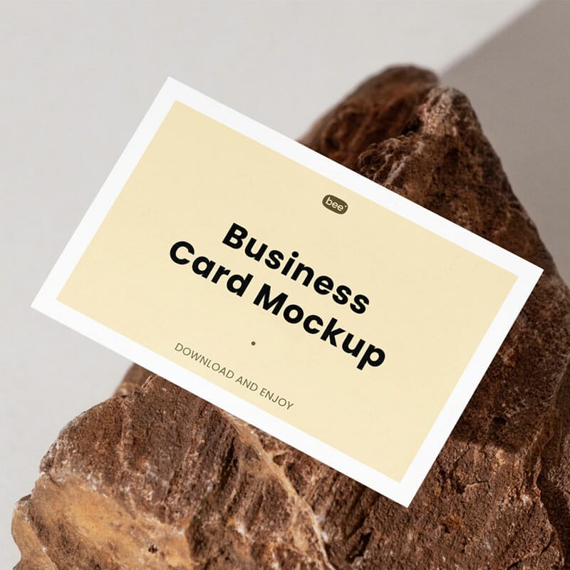 Free Business Card With Stone Mockup PSD