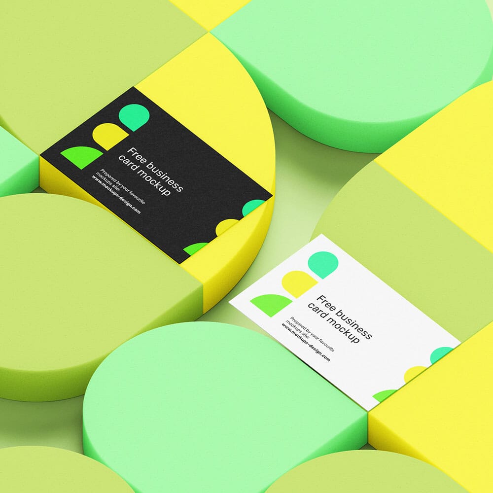 Free Business Cards On Abstract Background Mockup PSD