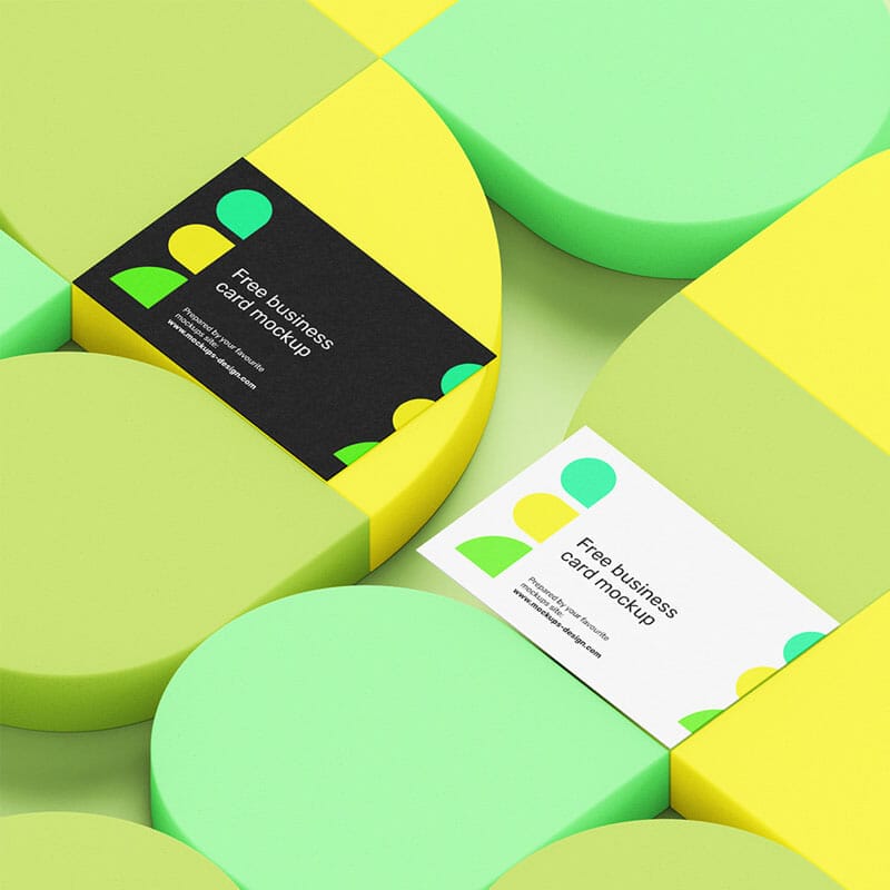 Free Business Cards On Abstract Background Mockup PSD