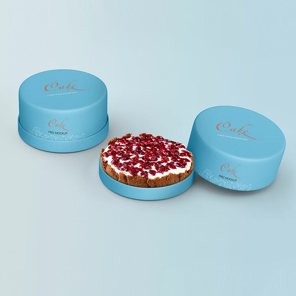 Free Cake Packaging Box Mockup
