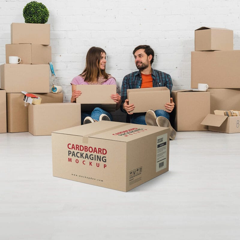 Free Cardboard Packaging Mockup PSD Template