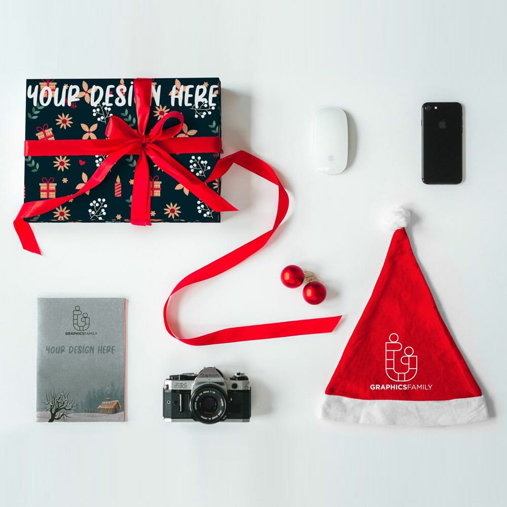 Free Christmas Gift Mockup PSD