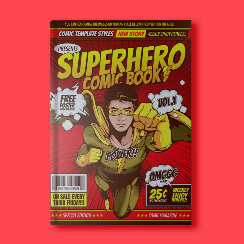 Free Comic Book Cover Mockup PSD Template