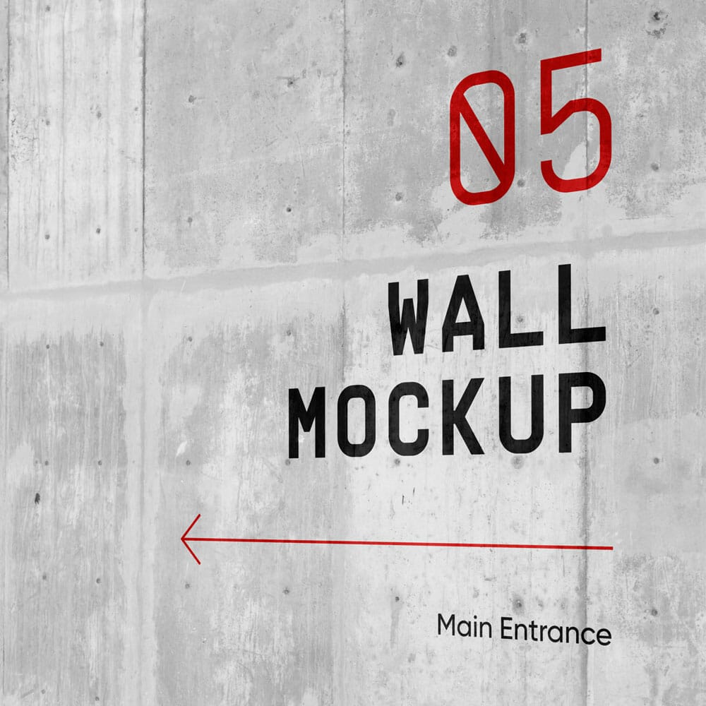 Free Concreate Wall Wayfinding Mockup PSD